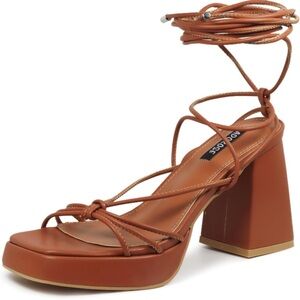 Lace up block heels